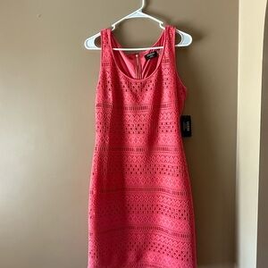 Guess Orange Pink Lace Midi Dress